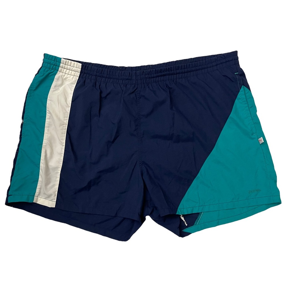 Vintage 80s Jantzen Swim Trunks Size XL Men's Lined Drawstring Blue Teal